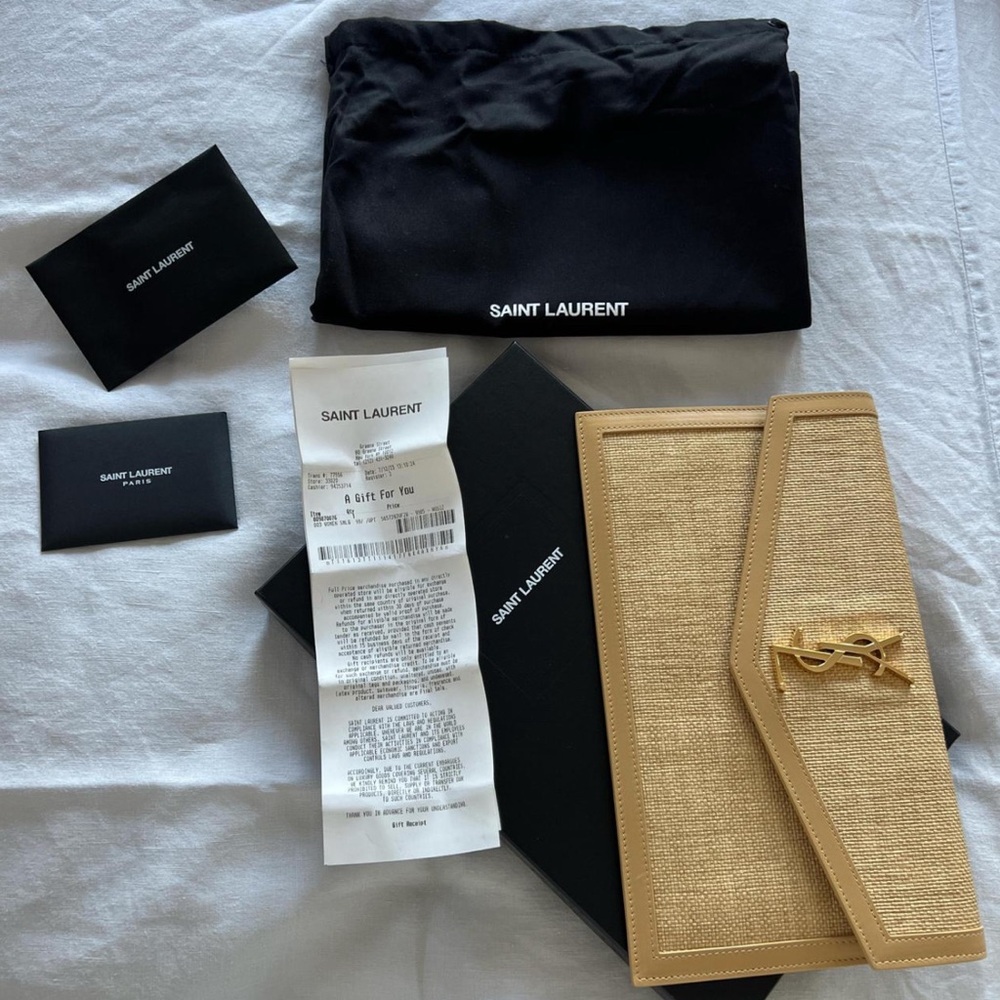 YSL Tan textured clutch wallet BRAND NEW